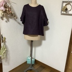 リネン　パープル　フリル袖ブラウス💕