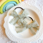 🥨《2個セット》刺繍リボンヘアゴム　キッズサイズ　/   リボン　りぼん　髪ゴム　ヘアゴム　リボン柄　韓国リボン　韓国レース　刺繍レース　刺繍リボン　ハンドメイド　親子お揃い　姉妹おそろい　姉妹お揃い