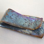 Titanium money clip・純チタンマネークリップ・青金裏木目C・５５mm