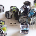 6mm black cube ガラスビーズ20個