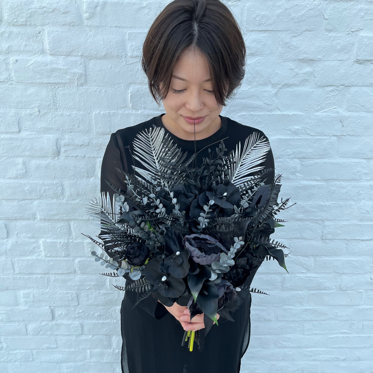 送料込み】black & silver アートフラワーブーケ - Flower Design 