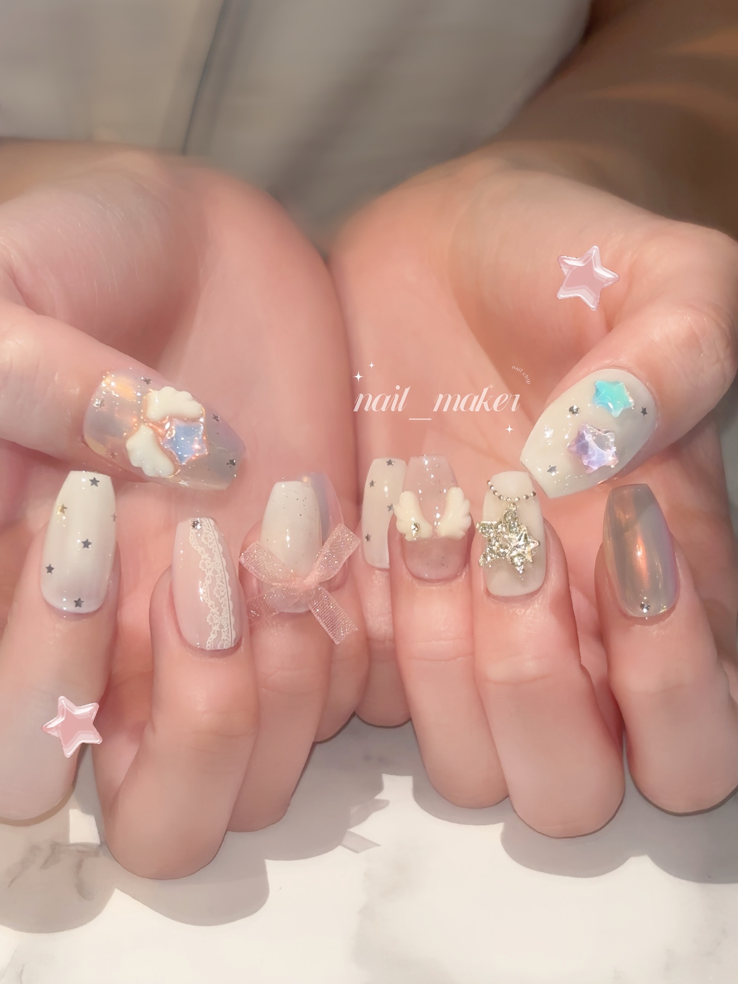 No201 Wishcore girly nail🪽 - NAIL MAKER | minne 国内最大級