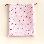 (318)巾着袋　給食袋　20×25cm リップル生地　さくらんぼ