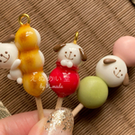 こいぬのりんご飴🍎🐶　フェイクスイーツ　フェイクフード　樹脂粘土　夏祭り