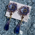 グラデ 芳月下美人 紫×青 揺れる ピアス イヤリング
