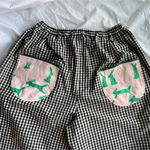 ミナペルホネン　たっぷりパンツ　ウサギ　run run run      ギンガムチェック