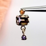 アメトリンとアメジストとトルマリンのゆれる三色すみれピアス