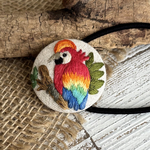 オウム 刺繍ヘアゴムorブローチ