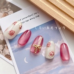 装着セット付き バラ 薔薇 リボン マグネットネイル ホワイト ピンク 誕生花  デート