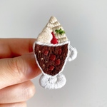 コーヒーフロート 手刺繍ブローチ