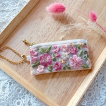 【pink】インド刺繍リボン♡10cmファスナーのリップケース♡ミニポーチ♡バッグチャームにも♡
