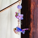 初夏の風物詩　紫陽花に金魚の一本かんざし　グラデーション色