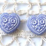 世界はハート　青シルバー　チェコビーズCzech Glass Beads2個