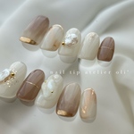  - llatte nuance -  ネイルチップ ニュアンス 上品 大人 結婚式 成人式 お呼ばれ 前撮り バレンタイン