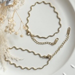 【2個】ステンレス製　ウェーブ　ブレスレット　18kgp