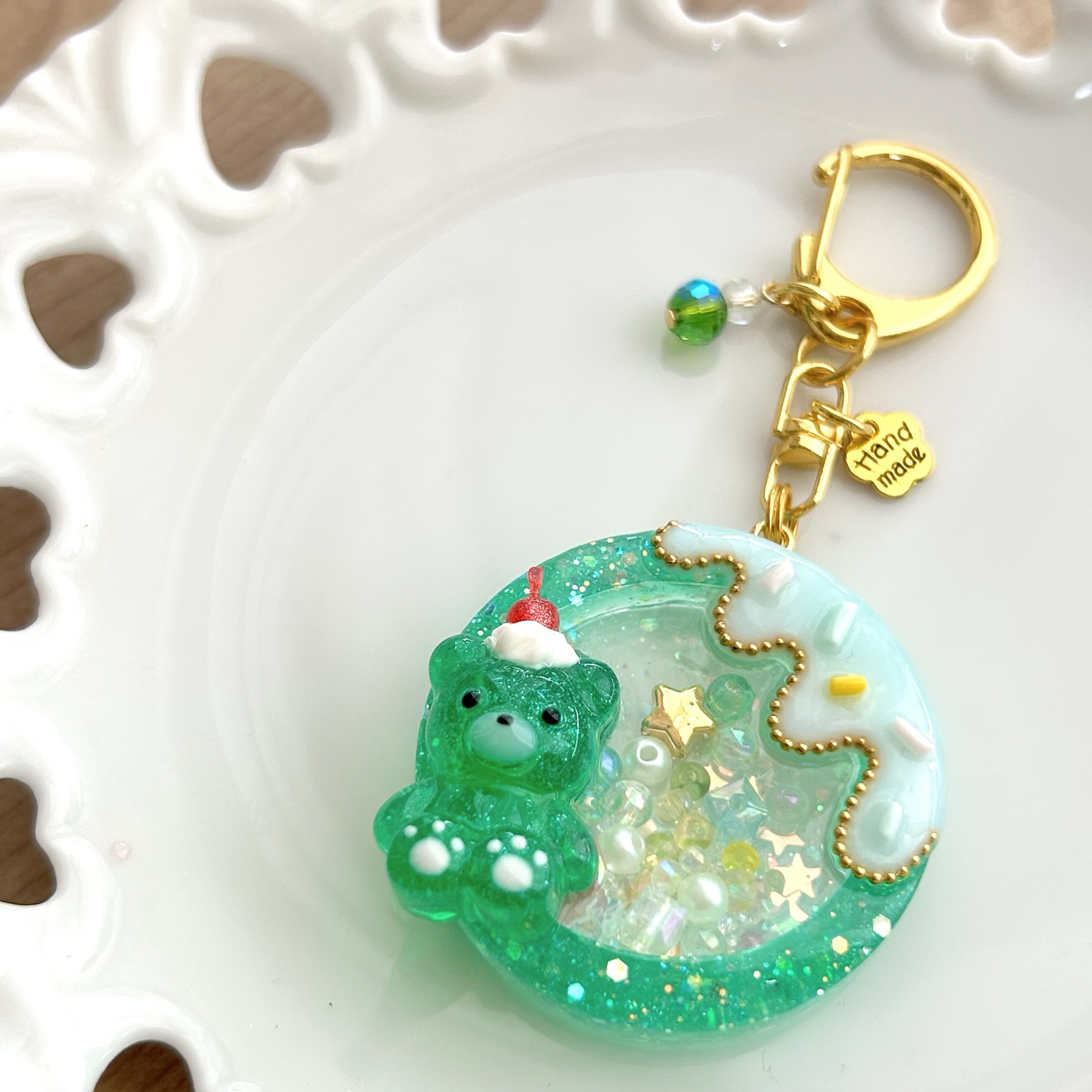 推し色くまちゃん くま クマ レジンキーホルダー イニシャル