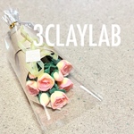 ☆送料無料☆ピンク黄色マーブル薔薇　花束