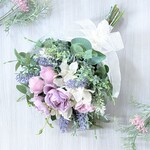 【送料込】ラベンダーとミニバラのミニスワッグ　プリンセスカラー　27✕24cm フラワーリース　造花