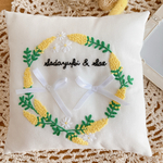 【お名前お入れします】ミモザの刺繍のリングピロー