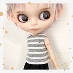 ★ グレーボーダーのタンクトップ  星⭐︎のボタン付き