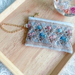 【再販】10cmファスナー・チュールシアーポーチ♡インド刺繍リボン♡ミニポーチ♡リップポーチ♡バッグチャーム♡プチギフトにも！！