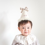 《名入れ*リボンパーティーハット》誕生日　お食い初め　100日祝い　ハーフバースデー　one 1歳　バースデー　パーティハット　バースデーハット　ベビークラウン　王冠　ベビー　ティアラ　赤ちゃん
