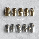 美フォルム♡ #119 チップ＆カラー変更無料♡ ネイルチップ｜シンプルネイル｜大人ネイル｜モードネイル｜ミラーネイル｜パーティーネイル｜シルバーネイル｜ゴールドネイル