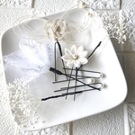 【水引蝶々 つまみ細工　ホワイト　8点セット】セレモニー　結婚式　入学式　卒業式　成人式　七五三　振袖　パーティー　和装　洋装