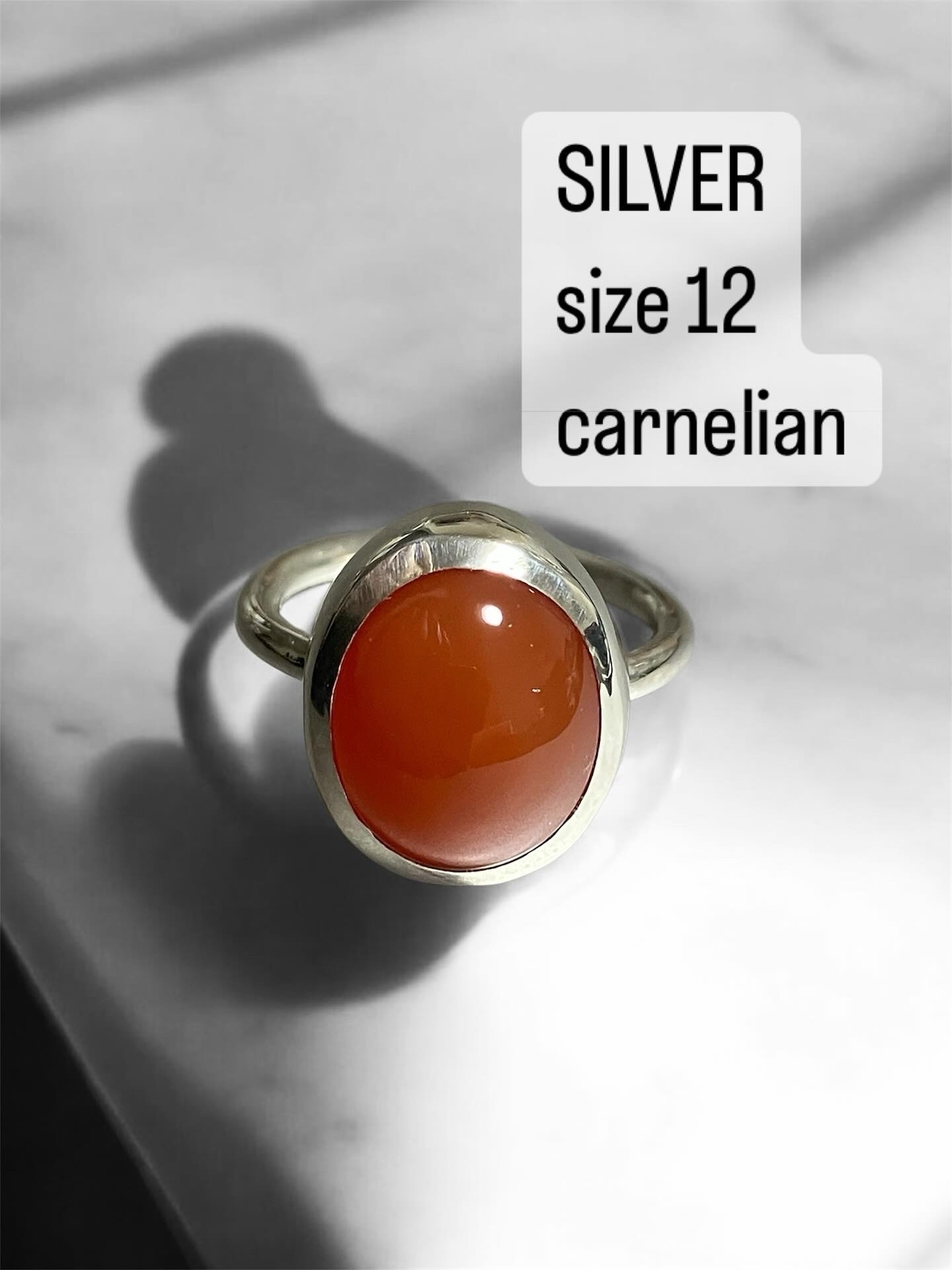 ハンドメイド　シルバーリング　カーネリアン 12号　Charch jewelry ハンドメイド カーネリアンリング シルバー950 12号 Charch jewelry