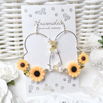 New✧︎ ひまわり デコレーション ハートフープ ピアス/イヤリング