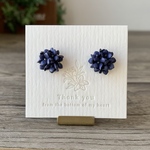 【再販】手染めレザーの紫陽花ピアス＊ダーク