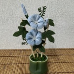 ちりめん細工:朝顔の飾り(水色系)
