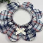 猫ちゃんザビエル首輪 ピンク＆ブルーのマドラスチェック