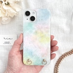 new⁎✧しゃぼん玉　アルコールインクアート　ニュアンスiPhoneケース　スマホケース　Android パステル　滲みアート　名入れ　スマホショルダーストラップ　オーロラ　クリア　虹色　春　初夏　夏