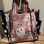 〈送料無料〉ハンドメイド ⭐︎まんまるお顔のねこさんやドット柄 サイドポケット巾着バッグ