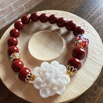 綺麗なシナバーにムーンストーンの紫陽花　デザインブレスレット