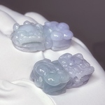 ミャンマー産天然無処理★A貨★ 希少！パープル本翡翠獅子ペアセット（穴あり）