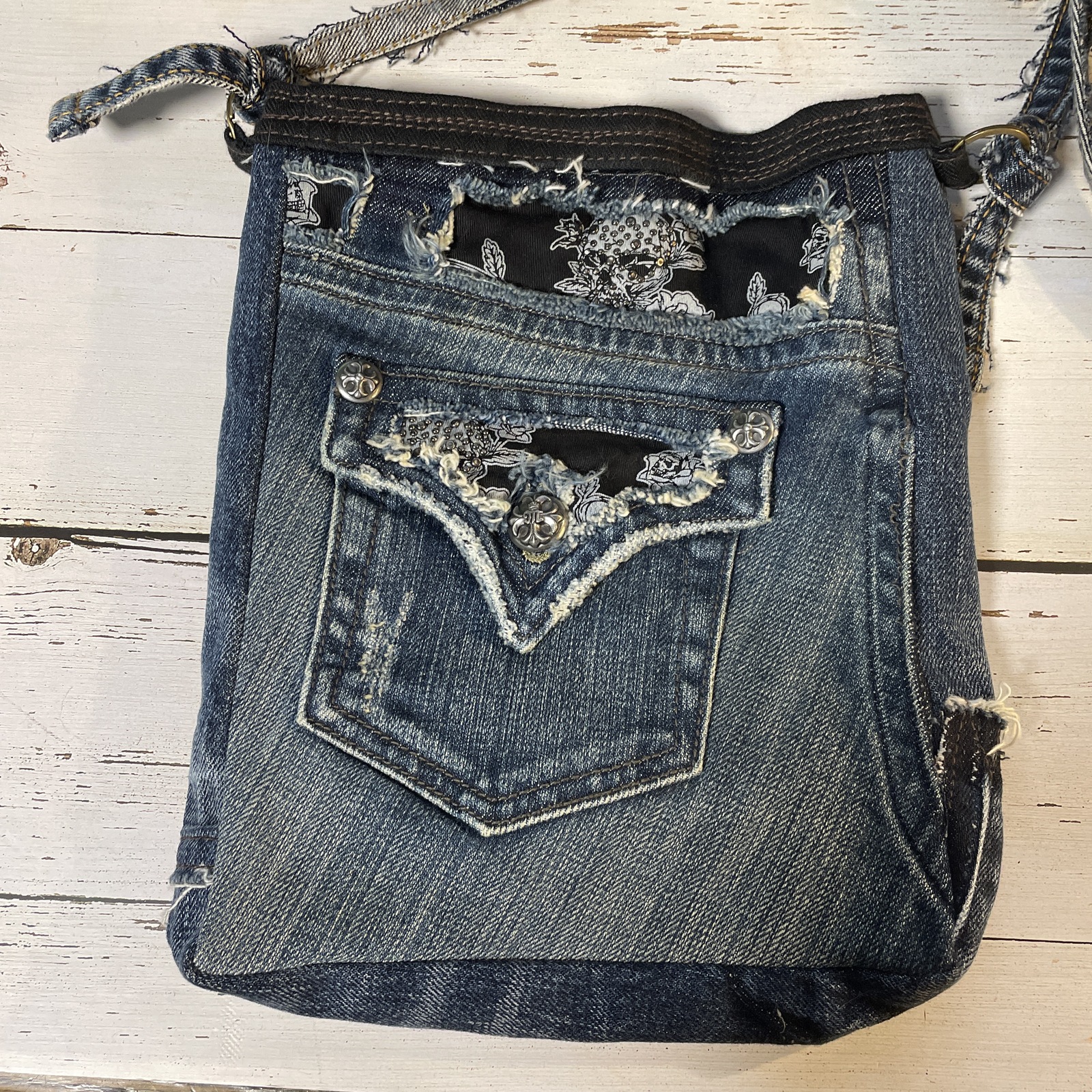 デニムジーンズリメイク スマホショルダーバッグbag-0016 - デニム