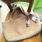 水玉柄麻紐バック