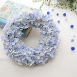 ライトブルーパープル色の紫陽花リース　直径約27cm　造花　mwh032