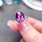 〖amethyst〗天然 アメジスト シンプル ハーフエタニティー  ヘイロー 指輪 リング シルバー925 天然石