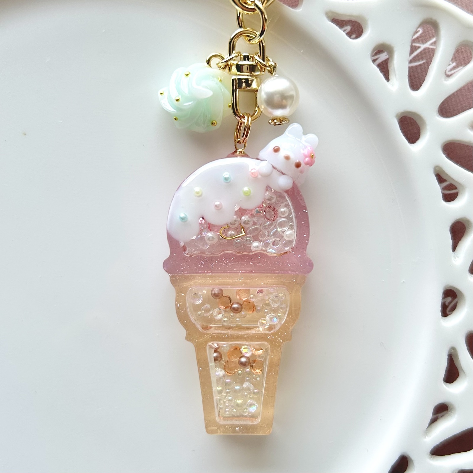 うさぎ ピンク アイス シェイカーキーホルダー シャカシャカ