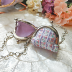 🆕No.294『高品質ツイード♡紫陽花④　ミニがま口チャーム』　バッグチャーム　アクセサリーケース　ピルケース　コインケース　小銭入れ