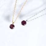 【天然石ロードライトガーネットの一粒ネックレス】赤5mm つけっぱなしOK サージカルステンレス 金属アレルギー対応 シンプル