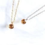 【マデイラシトリンのお守りネックレス】オレンジ / 5mm / 天然石 / サージカルステンレス / つけっぱなしOK