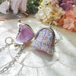 No.292『高品質ツイード♡紫陽花②　ミニがま口チャーム』　バッグチャーム　アクセサリーケース　ピルケース　コインケース　小銭入れ
