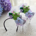 【大感謝価格】6/8（日）🕘21:00~販売開始『Frog FESTA2025~紫陽花のカチューシャ』犬　猫　ペット　梅雨　お誕生日　記念日　ギフト　コリエ