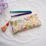 月明かりのペンケース/メガネケース/インド刺繍リボン/フェイクレザー/受注製作🧵