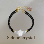 白薔薇　スピネル　ブレスレット　シェルビーズ薔薇　　　Selene crystal