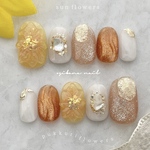sunnyday sunflower♡⃜   ネイルチップ　イエロー　オレンジ　向日葵　ひまわり　夏　ブライダル　ウェディング　推し活　成人式　♡⃜ 